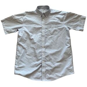 LL Bean Mens Traditional Fit Oxford Shirt Short Sleeve Blue 17-Tall 215175